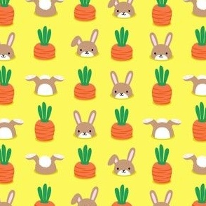 (small scale) bunnies in the garden - yellow - Spring Easter - LAD22