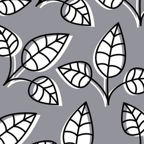 leaves LG black and white on sleet grey