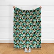 Art Nouveau Poppies Teal