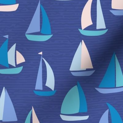 Sailboat adventure blue marine regatta XL wallpaper scale by Pippa Shaw