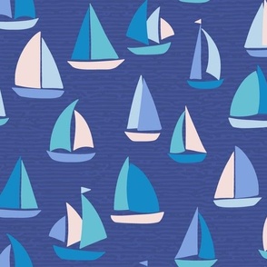 Sailboat adventure blue marine regatta XL wallpaper scale by Pippa Shaw