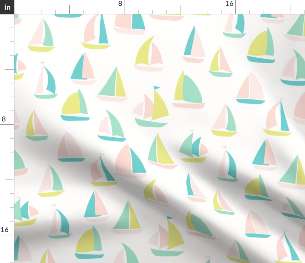 Sailboat adventure pastel regatta XL wallpaper scale by Pippa Shaw