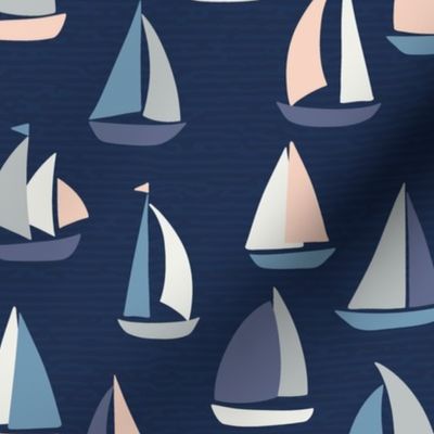 Sailboat adventure moonlight regatta XL wallpaper scale by Pippa Shaw
