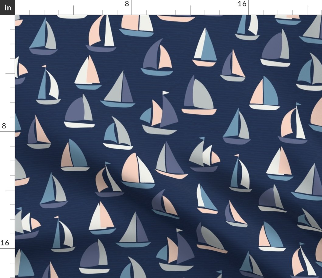 Sailboat adventure moonlight regatta XL wallpaper scale by Pippa Shaw