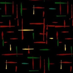 UnPlaid, small red green yellow on black
