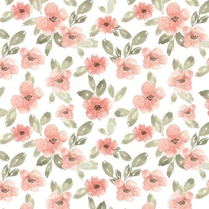 Peach Flowers Fabric, Wallpaper and Home Decor | Spoonflower
