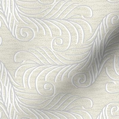 Art Nouveau Feathers in White and Gray
