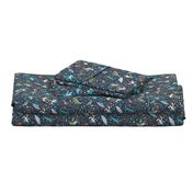 Midcentury Space Adventures Ditsy -  Turquoise and brown on navy