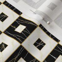 Faux Re Mi small: Black & Gold Art Deco Stone Tile, Marble Tile