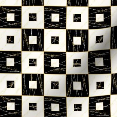 Faux Re Mi small: Black & Gold Art Deco Stone Tile, Marble Tile