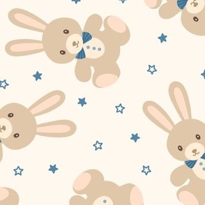 Stuffed Baby Bunnies in Blue (Large Scale)