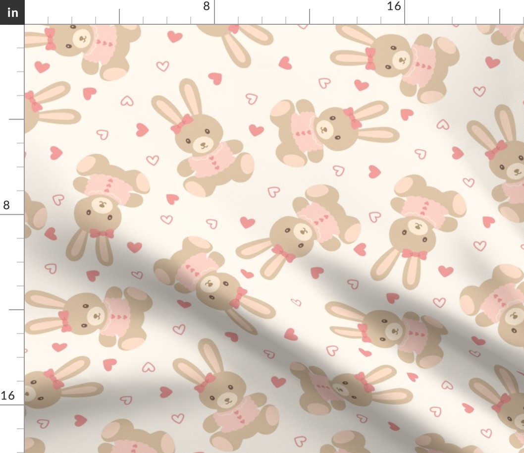Stuffed Baby Bunnies in Pink (Large Scale)
