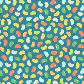 Jelly Bean Candy on Teal (Medium Scale)