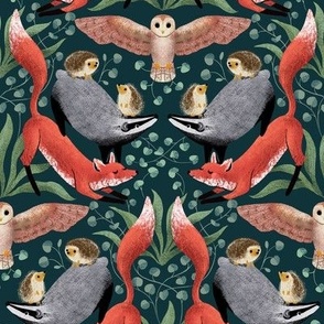 Woodland critters in pine