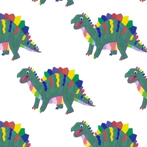 Colorful Stegosaurus Dinosaur Rainbow Pattern with  Green Body 50 percent 10k