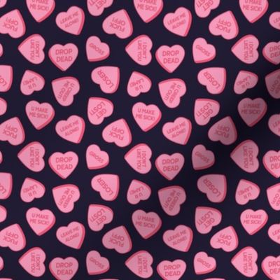 Rude Valentine Conversation Hearts - Black and Pink