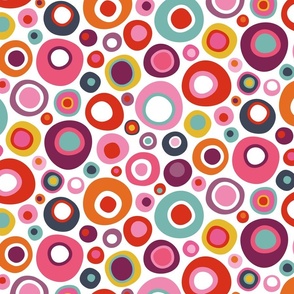 Colorful Mid Century Modern Wobbly Circle Bits // Orange, Deep Rose Pink, Bubblegum Pink, Red, Purple, Turquoise Blue, Yellow // V1 // 375 DPI