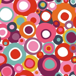 Colorful Mid Century Modern Overlapping Wobbly Circle Bits // Orange, Deep Rose Pink, Bubblegum Pink, Red, Purple, Turquoise Blue, Yellow // V2 // Medium Large - 333 DPI