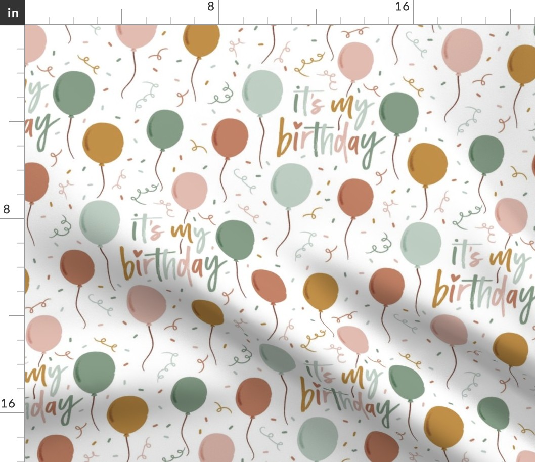 Its My Birthday Balloons - Earth Tones, Large Scale