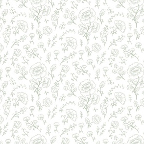 Roses_  Pale olive green_w b