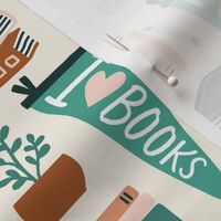 Booklover's Reading Frenzy  - Aqua/Terracotta Large Scale
