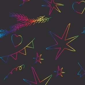 Festive pattern with neon decorations