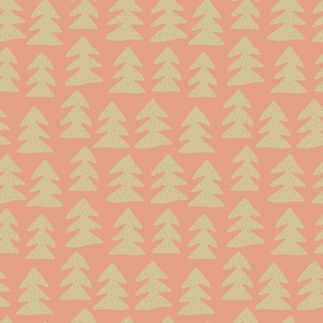 Fir tree pattern on red background