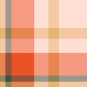 Plaid/Tartan in retro tones of orange and blush - for dopamine home decor, apparel, crafts, bag making