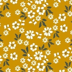 ditsy floral mustard