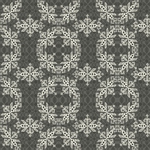 motif indien sur fond floral gris anthracite