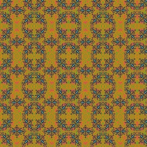 motif indien sur fond jaune violet et vert