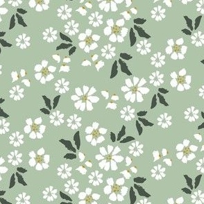 ditsy floral green