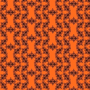 motif indien sur fond orange en double colonnes