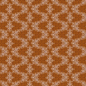 motif indien en crème sur fond floral marron