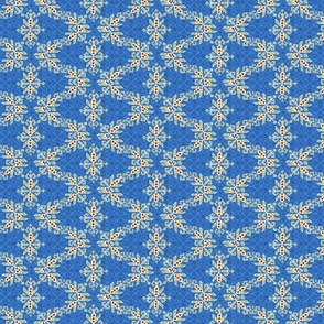 motif indien sur fond floral bleu