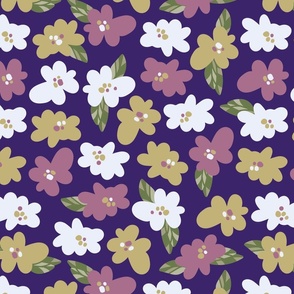 Purple apple blossom, stylized, s