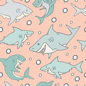 Cartoon Shark Fabric, Wallpaper and Home Decor | Spoonflower