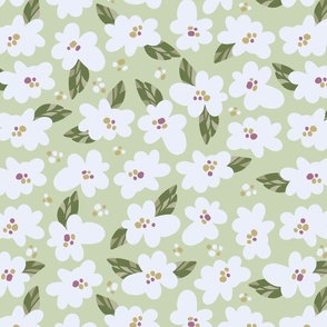 Spring green apple blossom, stylized, s