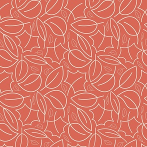 Leaves pattern on red background