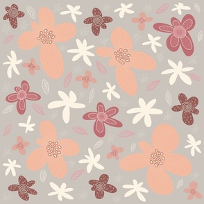 Floral pattern on grey background