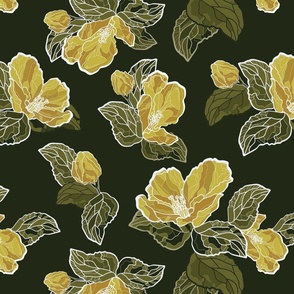 Yellow apple blossom floral mosaic style, s