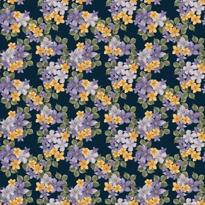Buttercups and Periwinkle (Dark Blue)