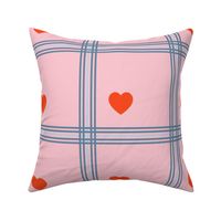 Blue and pink plaid with hearts - Medium scale