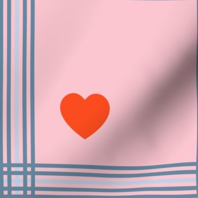 Blue and pink plaid with hearts - Medium scale