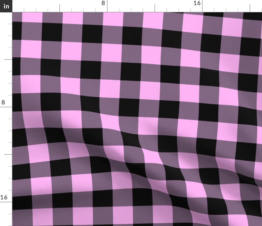 buffalo plaid black and pink 3x3