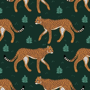 Spring Cheetah Pattern - Lush Dark Green Large