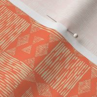 Bright Spring organic stripes check with diamonds - Papaya orange and sand - medium