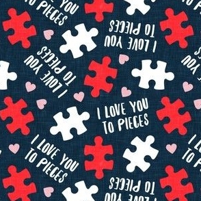 I love you to pieces - puzzle valentines day - dark blue - LAD22