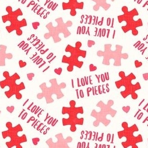 I love you to pieces - puzzle valentines day - red & pink - LAD22