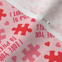 I love you to pieces - puzzle valentines day - multi on pink - LAD22